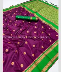 Magenta and Parrot Green silk sarees with All over Buttas design - SILK0019580