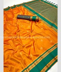 Orange and Green silk sarees with All over Buttas design - SILK0019582