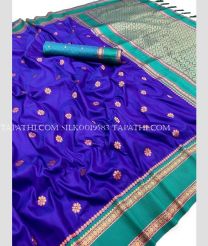 Royal Blue and Turquoise silk sarees with All over Buttas design - SILK0019583