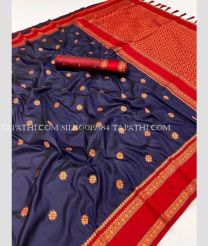 Black and Red silk sarees with All over Buttas design - SILK0019584