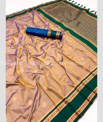 Brown and Dark Green silk sarees with All over Buttas design - SILK0019590