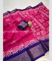 Pink and Navy Blue silk sarees with Jacquard Border design - SILK0019595