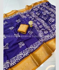 Navy Blue and Mustard Yellow silk sarees with Jacquard Border design - SILK0019596