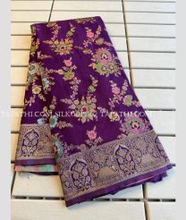 Plum Purple silk sarees with All over Meenakari design - SILK0019562