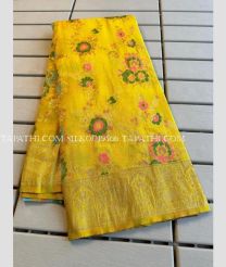 Yellow silk sarees with All over Meenakari design - SILK0019566