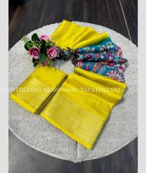 Yellow and Blue silk sarees with Kalamkari design - SILK0019640