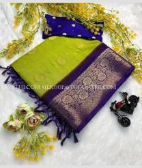Parrot Green and Royal Blue silk sarees with Jacquard Border design - SILK0019633
