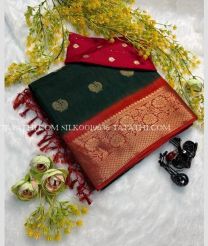 Black and Red silk sarees with Jacquard Border design - SILK0019636