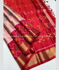Copper and Red soft silk kanchipuram sarees with all over pochampally  design - KASS0003681
