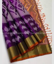 Plum Purple and Brown soft silk kanchipuram sarees with all over pochampally  design - KASS0003647