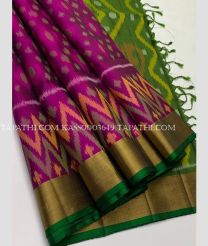Magenta and Green soft silk kanchipuram sarees with all over pochampally  design - KASS0003649