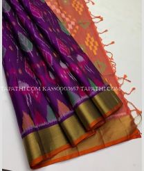 Purple and Mehendi Green soft silk kanchipuram sarees with all over pochampally  design - KASS0003657
