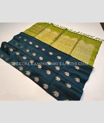Black and Leafy Green soft silk kanchipuram sarees with All over Buttas design - KASS0003690