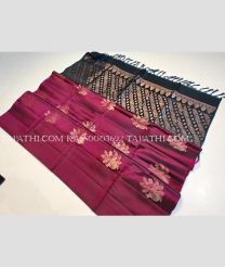 Deep Pink and Black soft silk kanchipuram sarees with All over Buttas design - KASS0003692