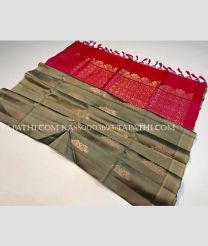 Lite Green and Pink soft silk kanchipuram sarees with All over Buttas design - KASS0003693