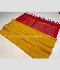 Mustard Yellow and Red soft silk kanchipuram sarees with All over Buttas design - KASS0003694
