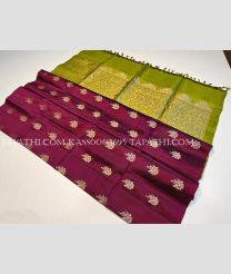 Magenta and Lite Parrot Green soft silk kanchipuram sarees with All over Buttas design - KASS0003695