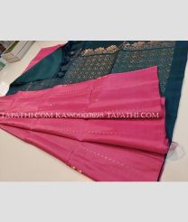Pink and Teal soft silk kanchipuram sarees with All over Buttas design - KASS0003698