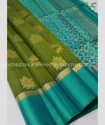 Green and Turquoise soft silk kanchipuram sarees with All over Buttas design - KASS0003740