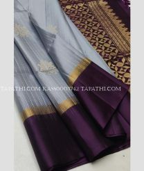 Lite Grey and Scarlet soft silk kanchipuram sarees with All over Buttas design - KASS0003742