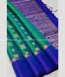 Green and Royal Blue soft silk kanchipuram sarees with All over Buttas design - KASS0003743