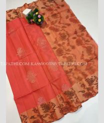 Orange and Carrot Orange soft silk kanchipuram sarees with pochampally border design - KASS0003745