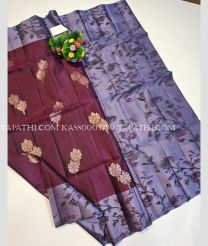 Dark Magenta and Dull Purple soft silk kanchipuram sarees with pochampally border design - KASS0003750