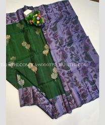 Green and Dull Purple soft silk kanchipuram sarees with pochampally border design - KASS0003752