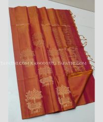 Chestnut soft silk kanchipuram sarees with All over Buttas design - KASS0003772