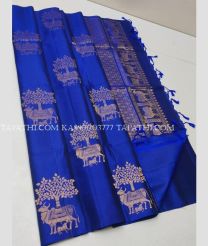 Royal Blue soft silk kanchipuram sarees with All over Buttas design - KASS0003777