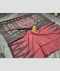 Red Saree with Black Border color Uppada Cotton handloom saree with lasya model sarees with temple border without blouse design