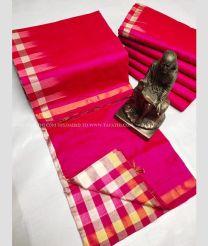 Pink with White Combination color Tripura Mixed Silk handloom saree with mini border lv checks design saree