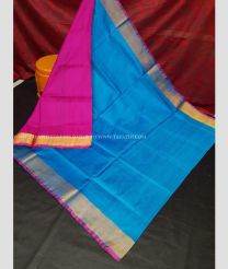 Aqua Blue Saree with Pink Pallu color uppada pattu handloom saree with plain saree with contrast border design