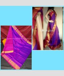 Magenta with Pink Border color uppada pattu handloom saree with plain saree with contrast border design