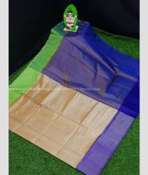 White with Blue and Green Border color Uppada Tisuse handloom saree with niharika  tissue saree with contrast pallu design