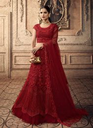maroon red heavy bridal lehanga