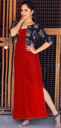 Green with black jacket kalamkari kurthi
