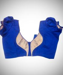 Designer blouse gold colour patch work with puff hand