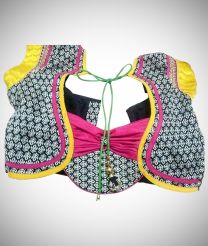 Designer Blouse With Pink And Yellow Patch Work