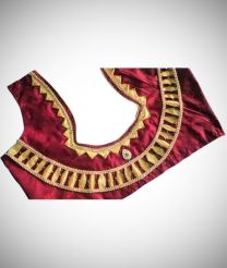 Maroon Colour Designer Blouse With Gold Colour Patch Work