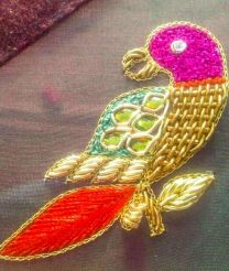 Parrot Maggam Work With Zardosi