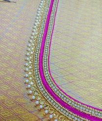 simple Maggam work with mothies and stones