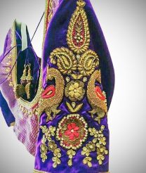 Zardosi Peacock Maggam Work With Flower