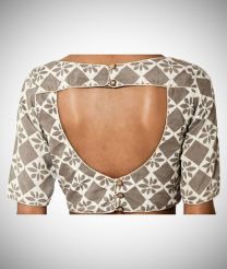 Designer Blouse With Boat Neck And Back Open