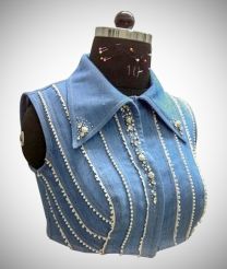 Designer Blouse With Collar And Pearl Work