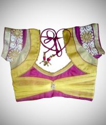 Designer Blouse With Gold And Yellow Patch Work