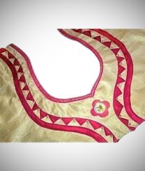 Gold Colour Designer Blouse With Maroon Patch Work