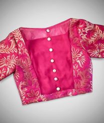 pink color banaras designer blouse with net