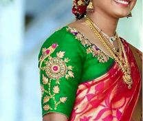 Gold and red Pure Kanchipuram handloom Silk saree border