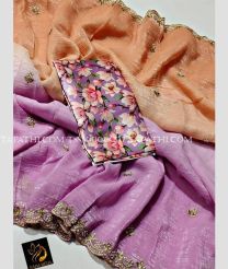 Peach and Lavender tussar sarees with All over Buttas design - TSSS0000007